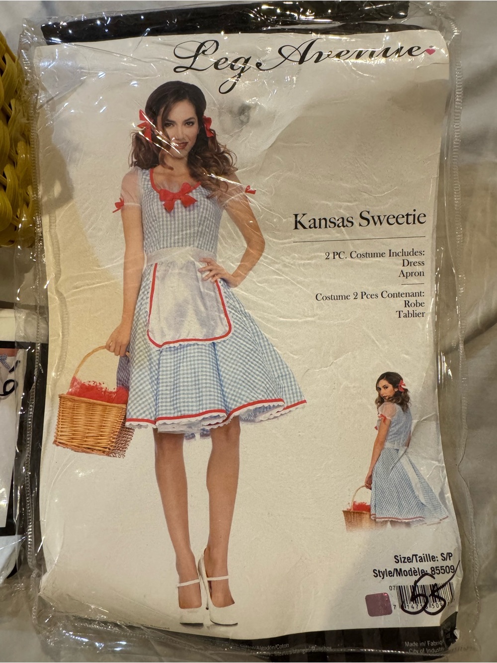 Leg Avenue blue Kansas Sweetie Dress w/White Apron & Red Trim, accessory (7 Pcs)